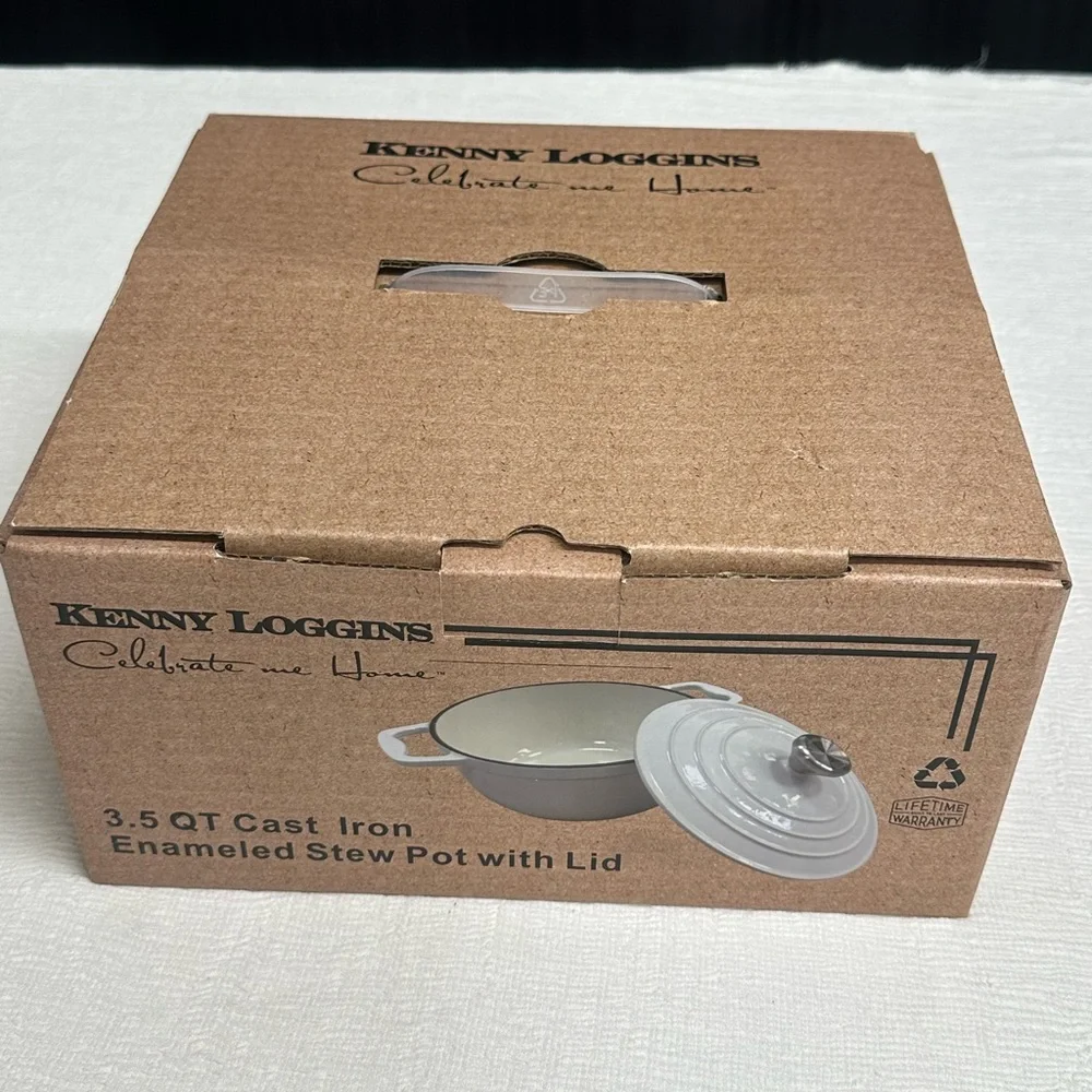 NEW!!!!White Cast Iron Enameled 3.5 QT Casserole Stew Pot with Lid